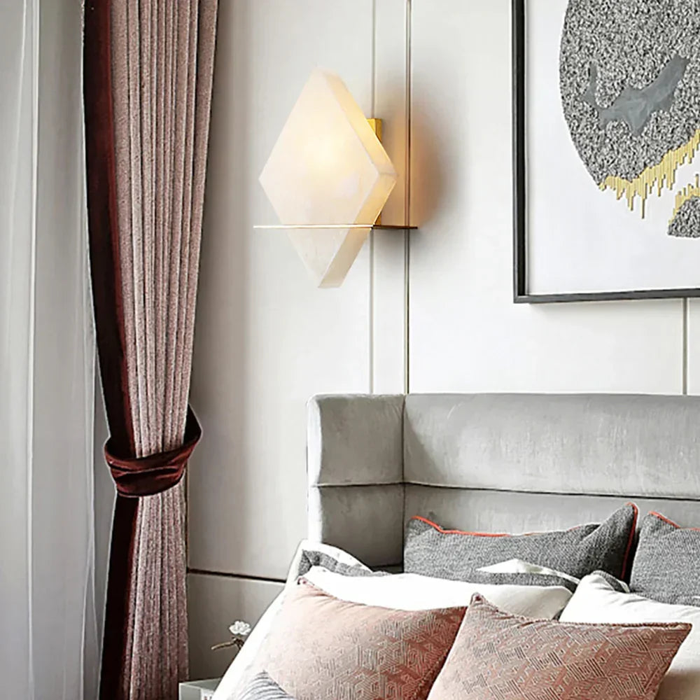 Rhombus Real Alabaster Wall Sconce