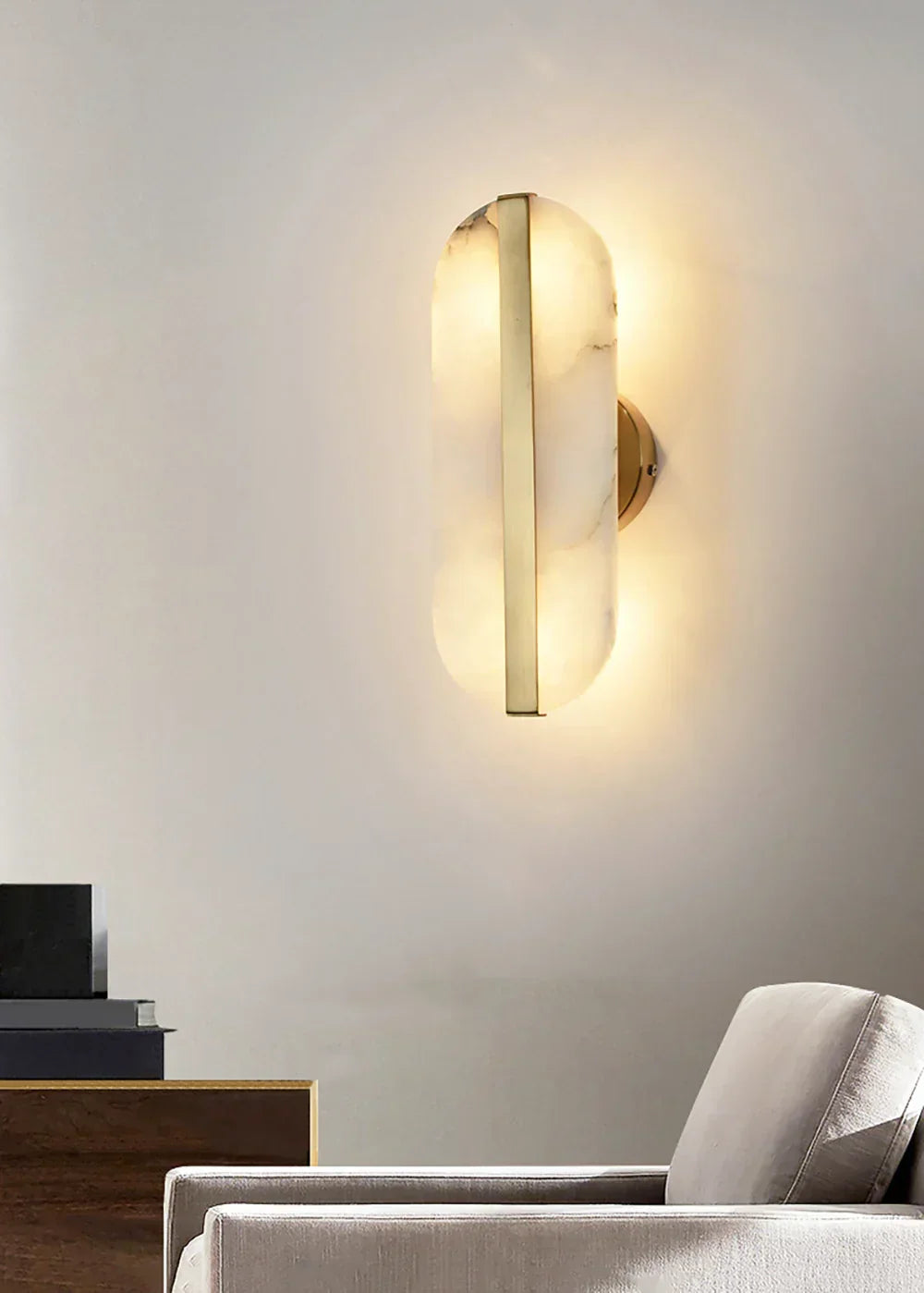 Alabaster Stone Brass Wall Lamp