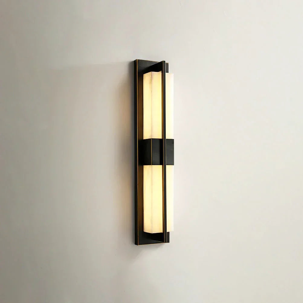 Rectangular Alabaster Modern Brass Wall Sconce