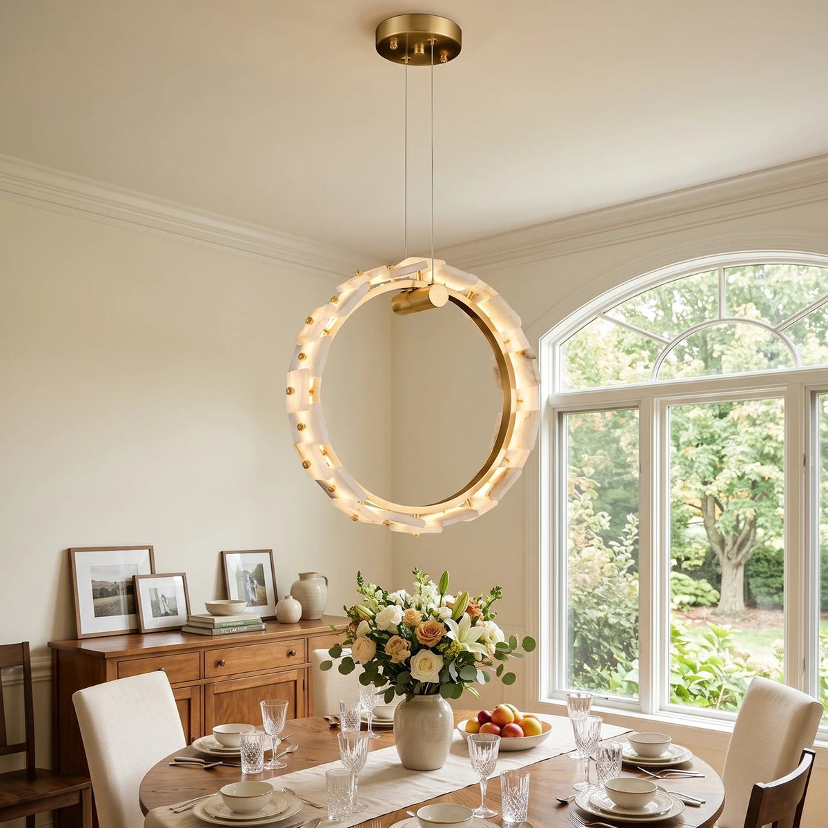 Vertical Ring Alabaster Pendant Lamp