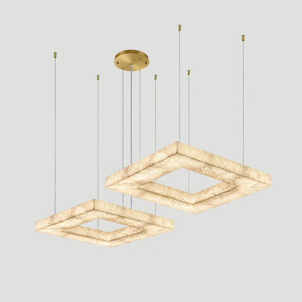 Square Modern Alabaster Chandelier