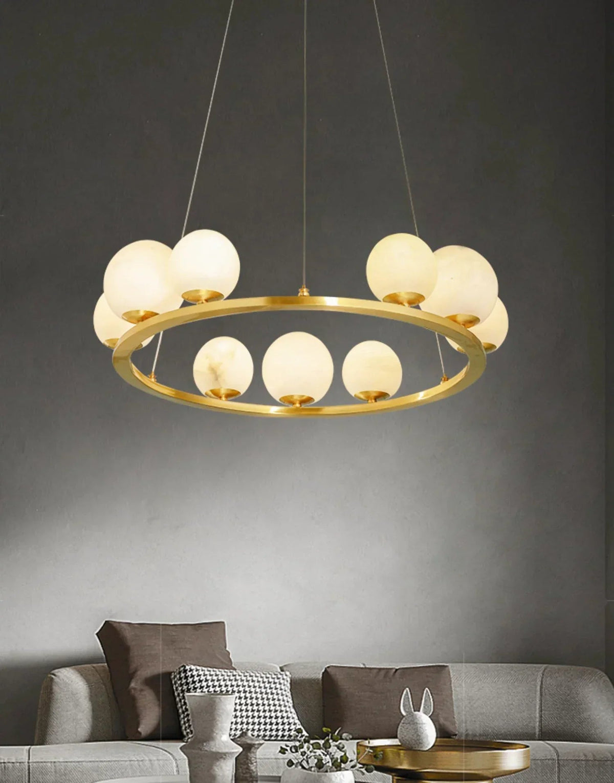 Spherical Tagliato Alabaster Chandelier