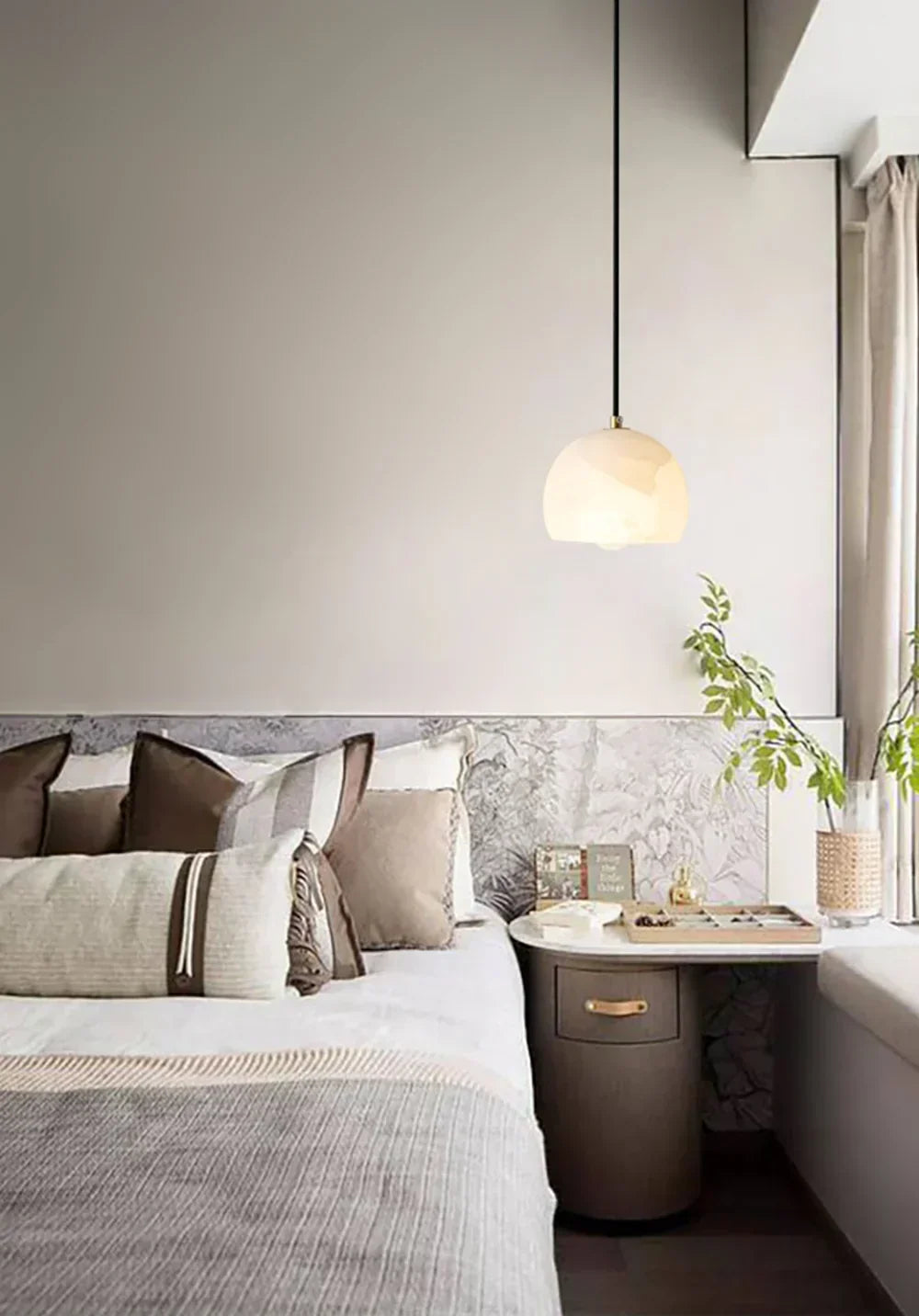 Semicircular Alabaster Pendant Light