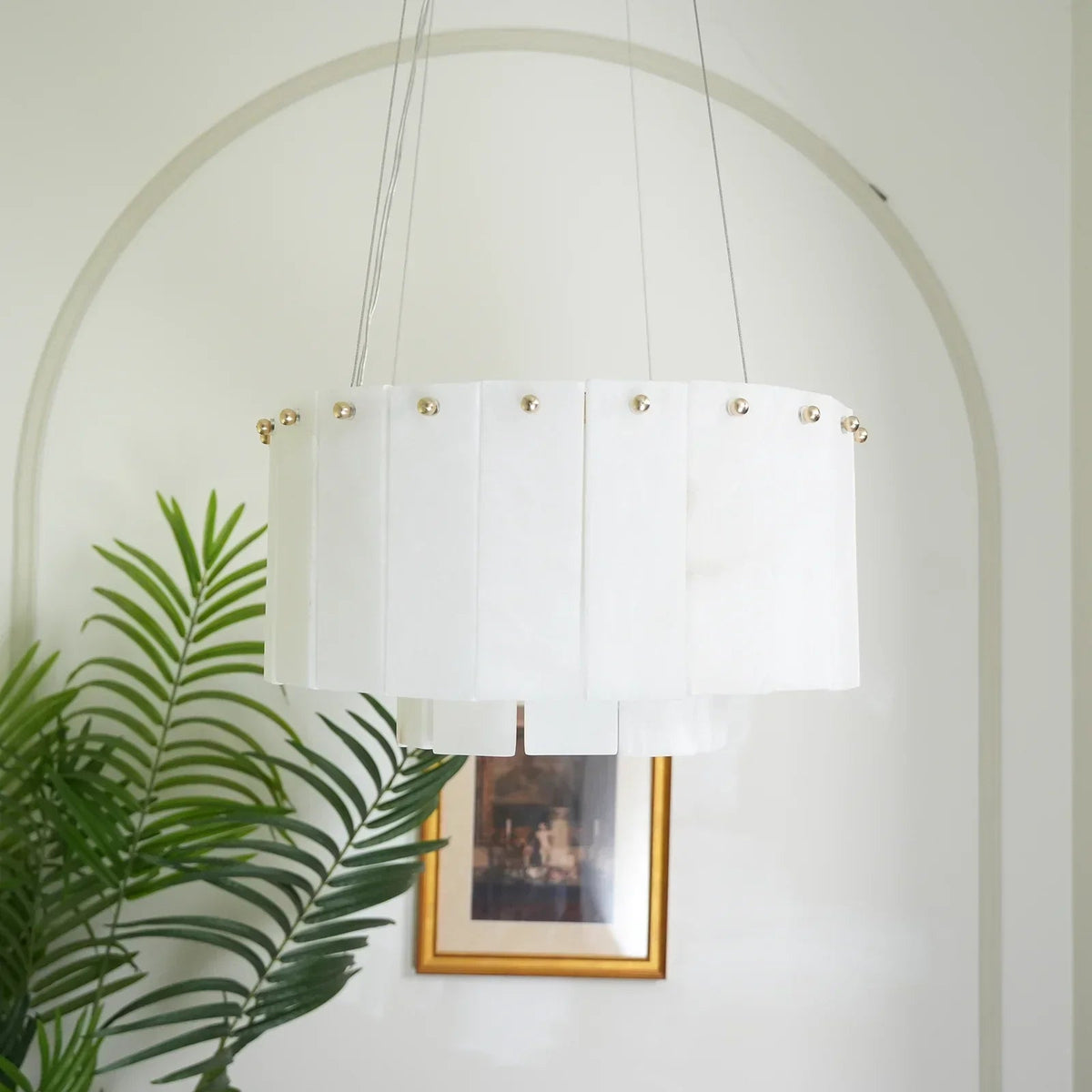 Rectangular Alabaster Round Chandelier
