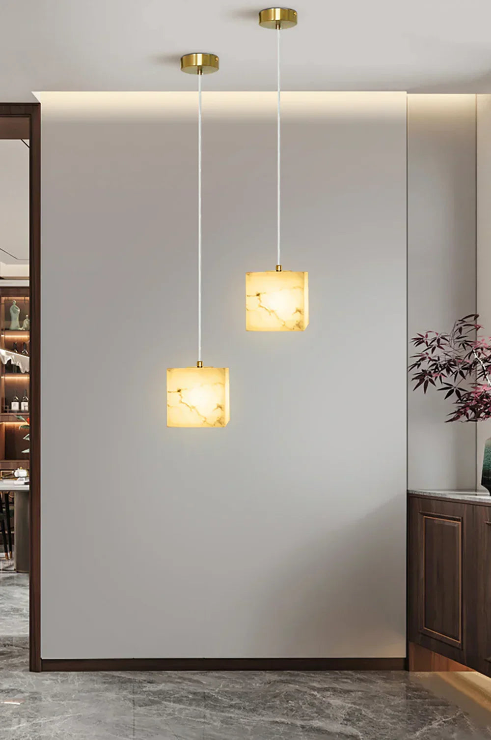 Alabaster Square Pendant Light