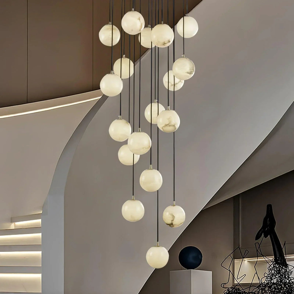 Alabaster Balls Cluster Chandelier