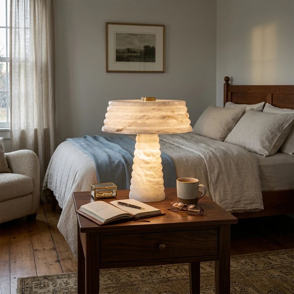 Ribbed Alabaster Table Lamp