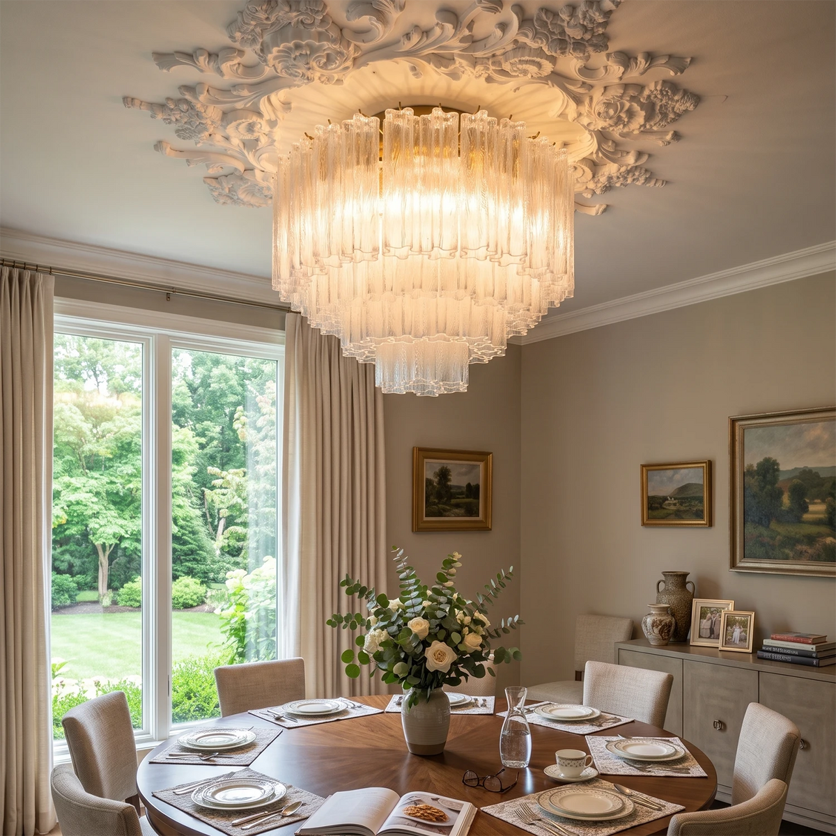 Solaine Tiered Textured Glass Flush Mount Ceiling Light