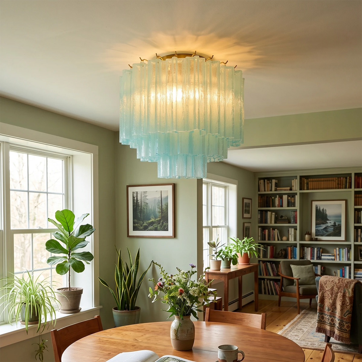Solaine Tiered Textured Glass Flush Mount Ceiling Light