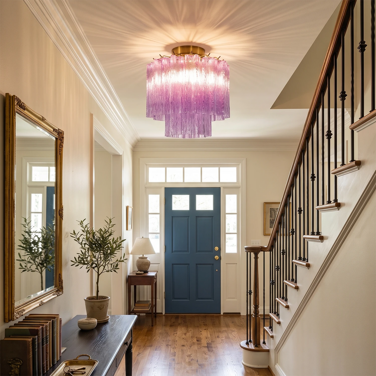 Solaine Tiered Textured Glass Flush Mount Ceiling Light