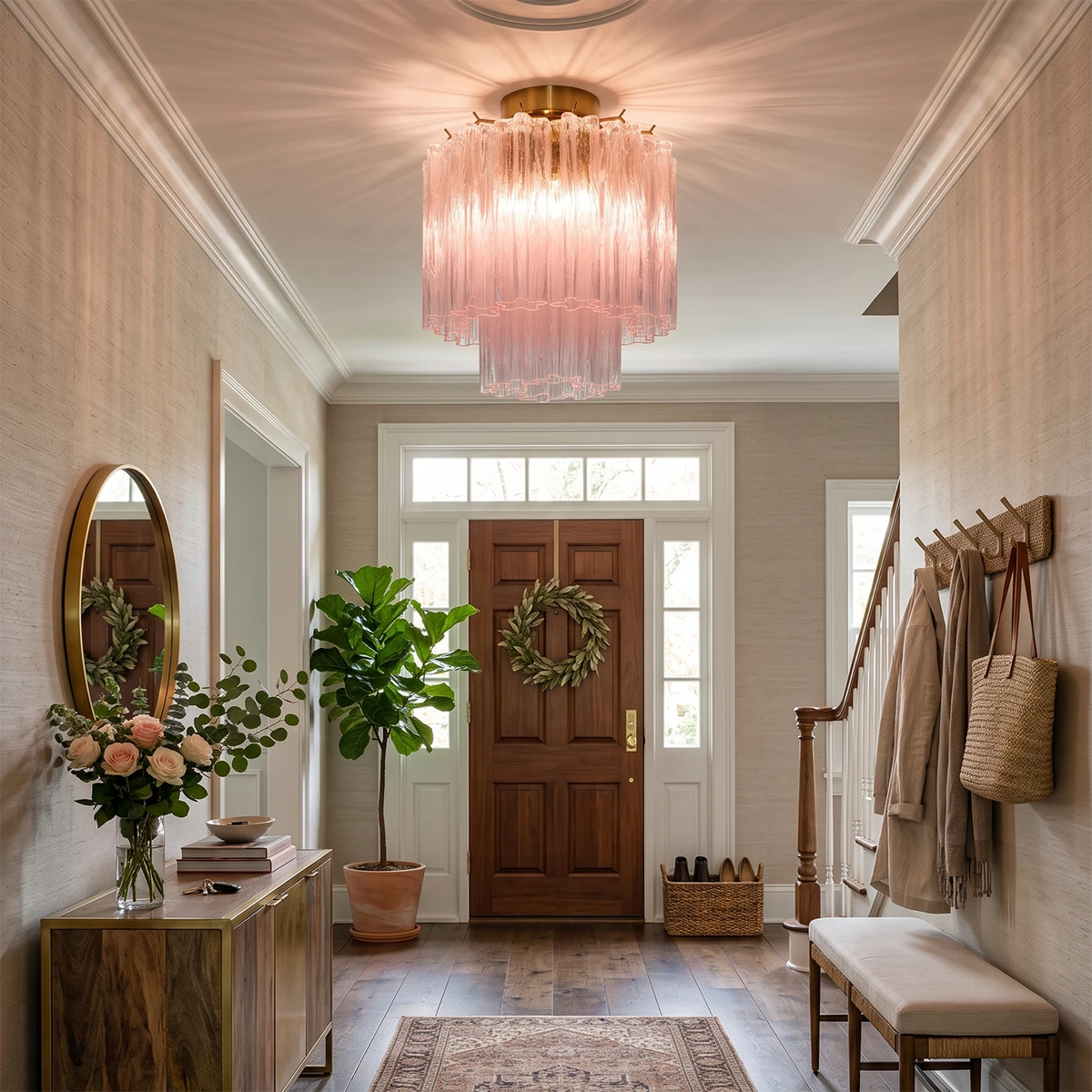 Solaine Tiered Textured Glass Flush Mount Ceiling Light