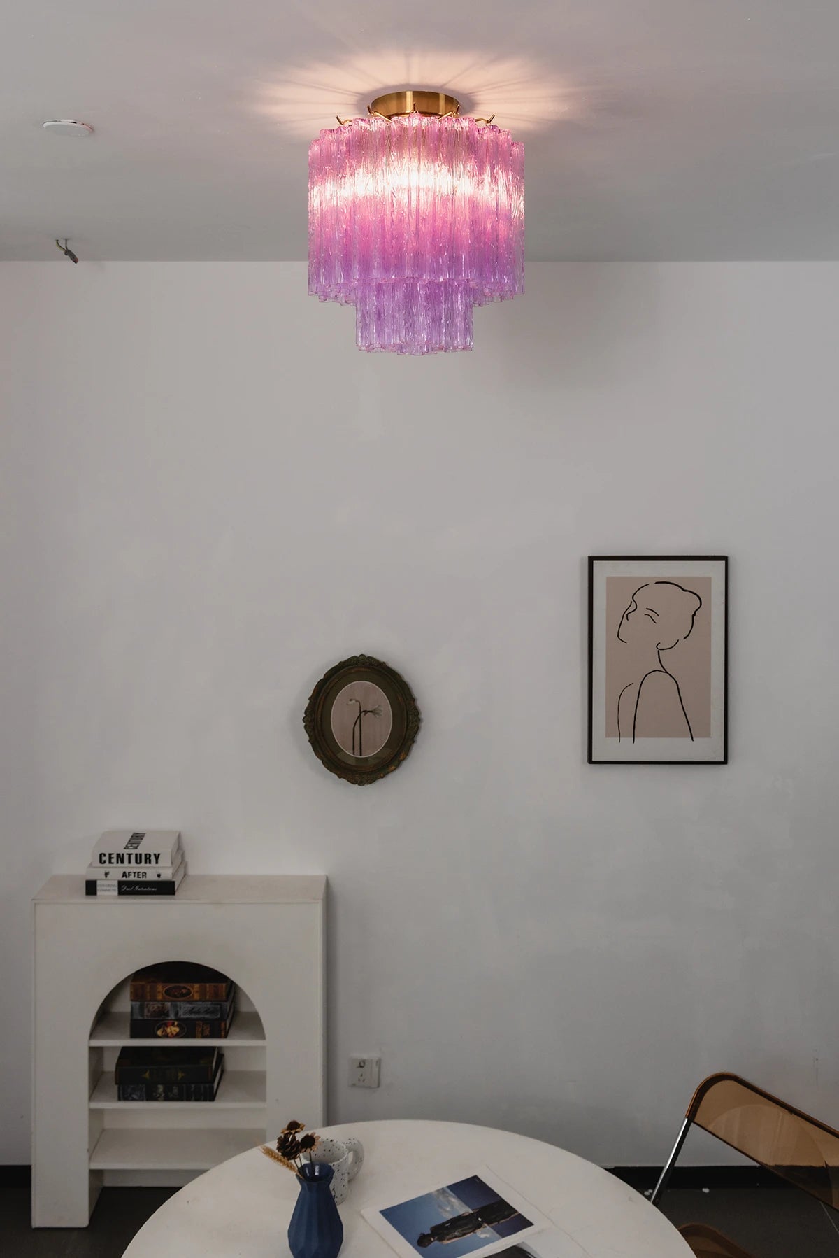 Solaine Tiered Textured Glass Flush Mount Ceiling Light