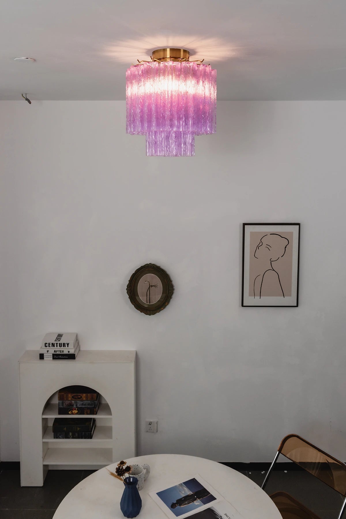 Solaine Tiered Textured Glass Flush Mount Ceiling Light