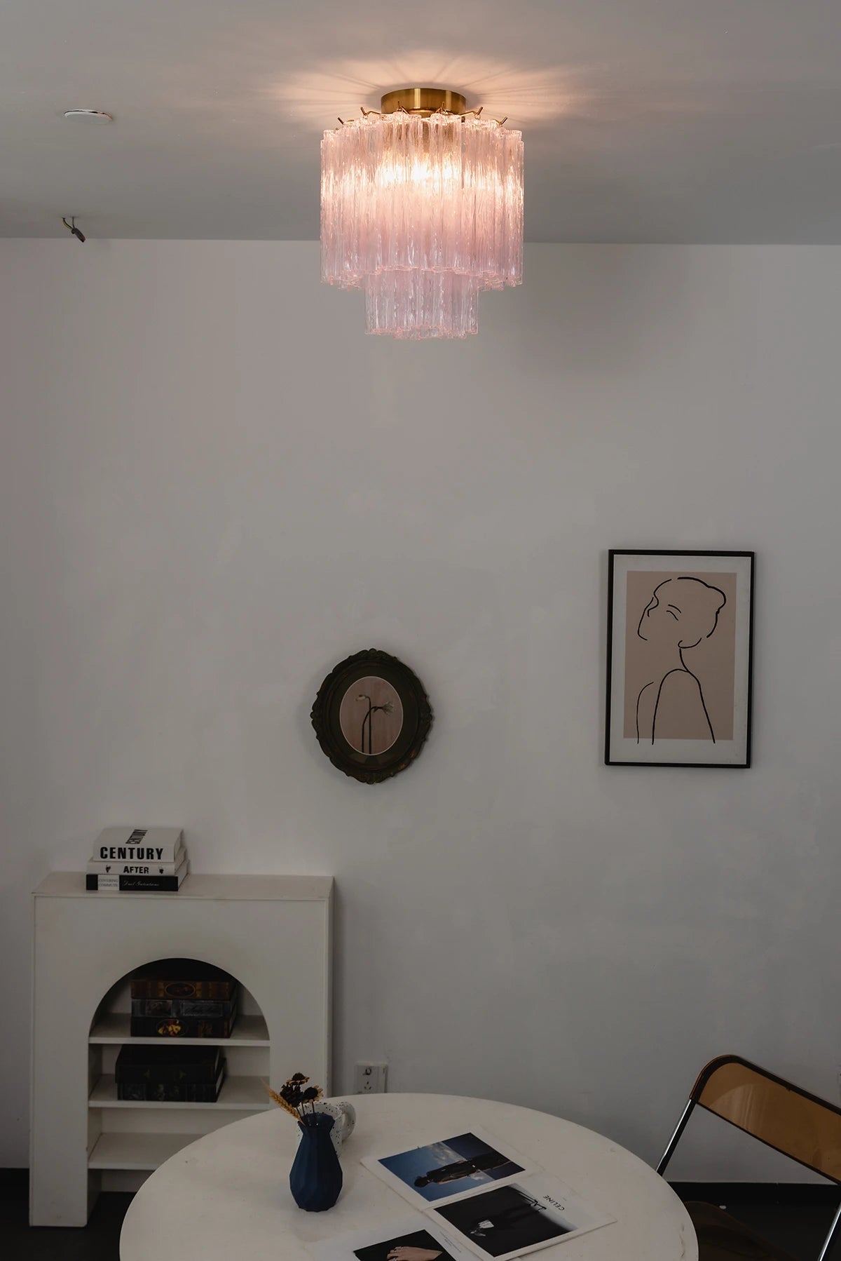 Solaine Tiered Textured Glass Flush Mount Ceiling Light
