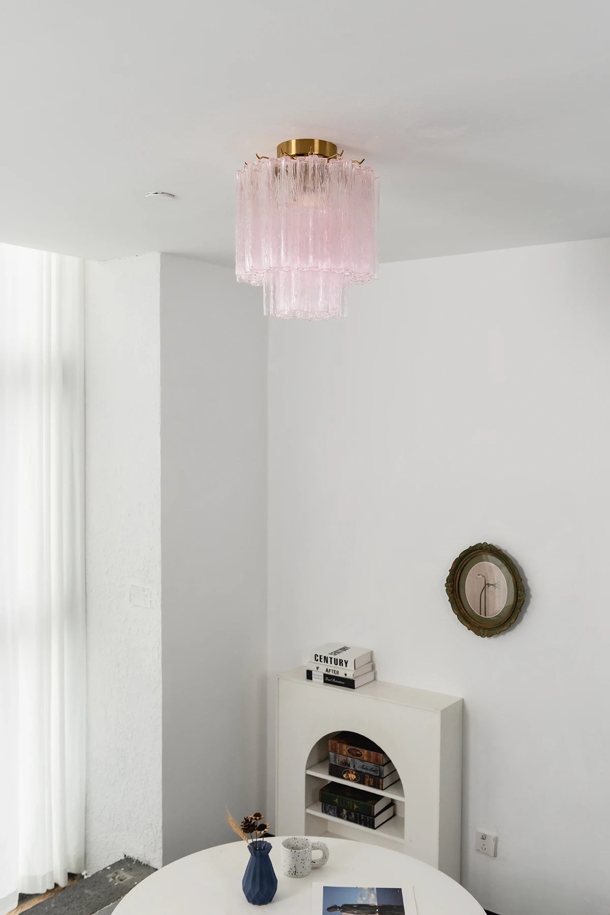 Solaine Tiered Textured Glass Flush Mount Ceiling Light