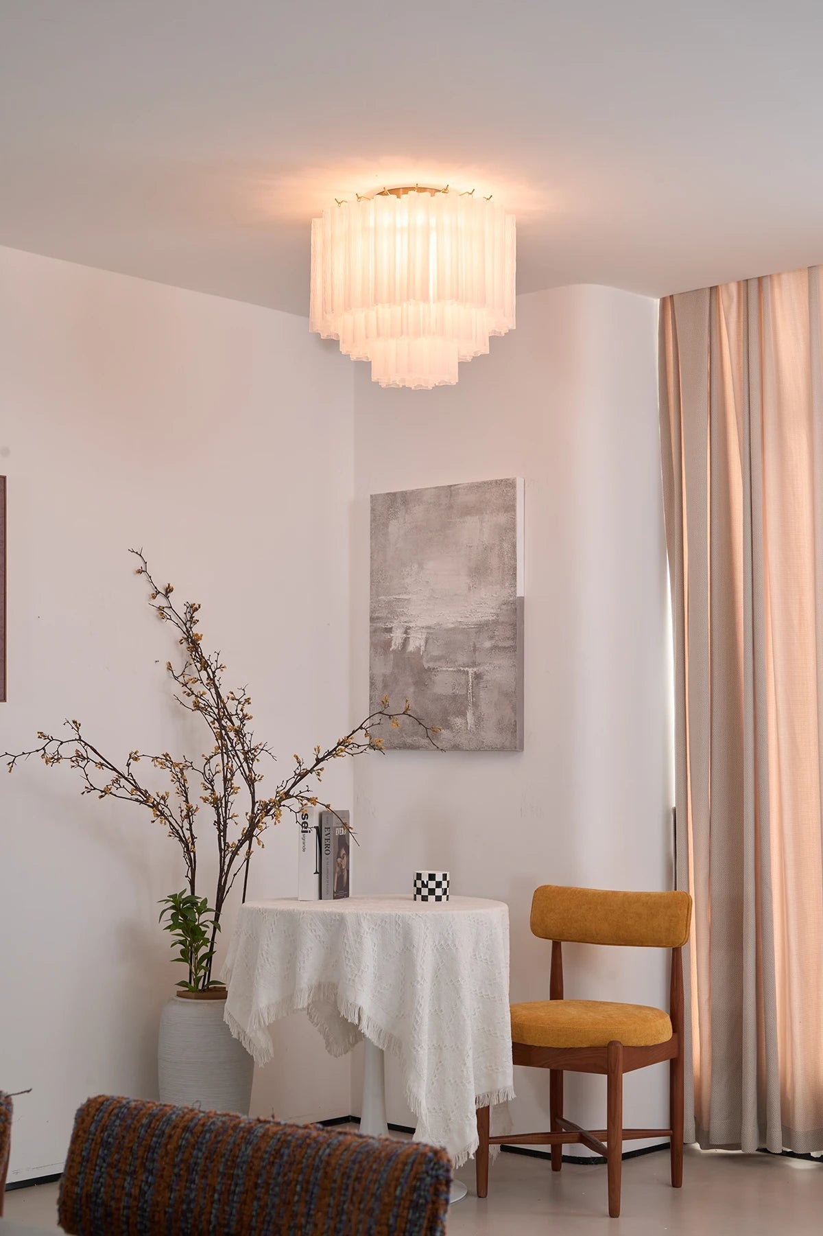 Solaine Tiered Textured Glass Flush Mount Ceiling Light