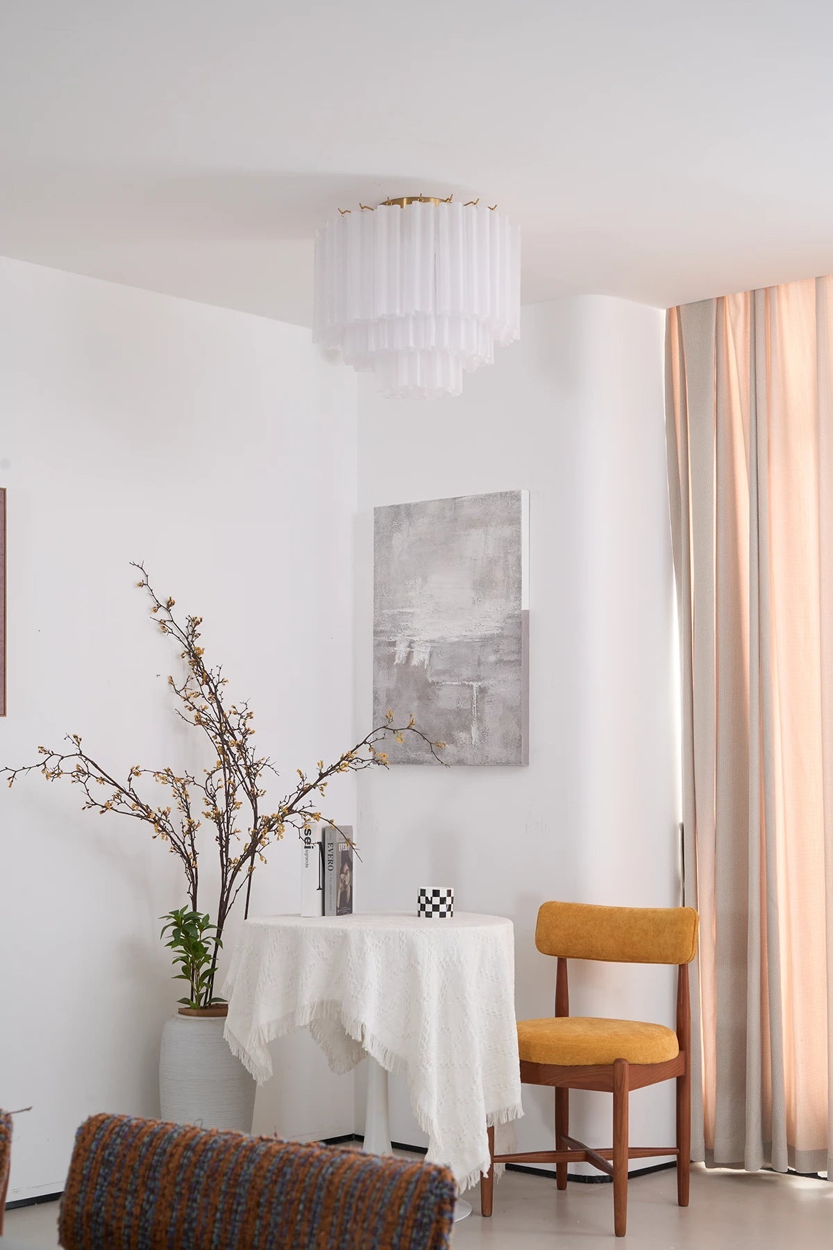 Solaine Tiered Textured Glass Flush Mount Ceiling Light
