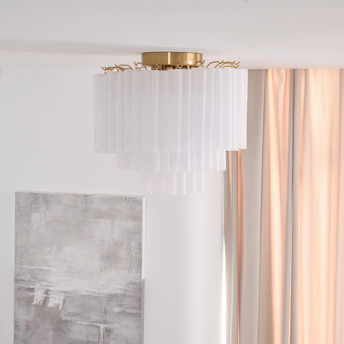 Solaine Tiered Textured Glass Flush Mount Ceiling Light