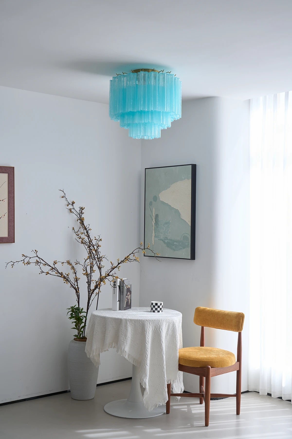 Solaine Tiered Textured Glass Flush Mount Ceiling Light