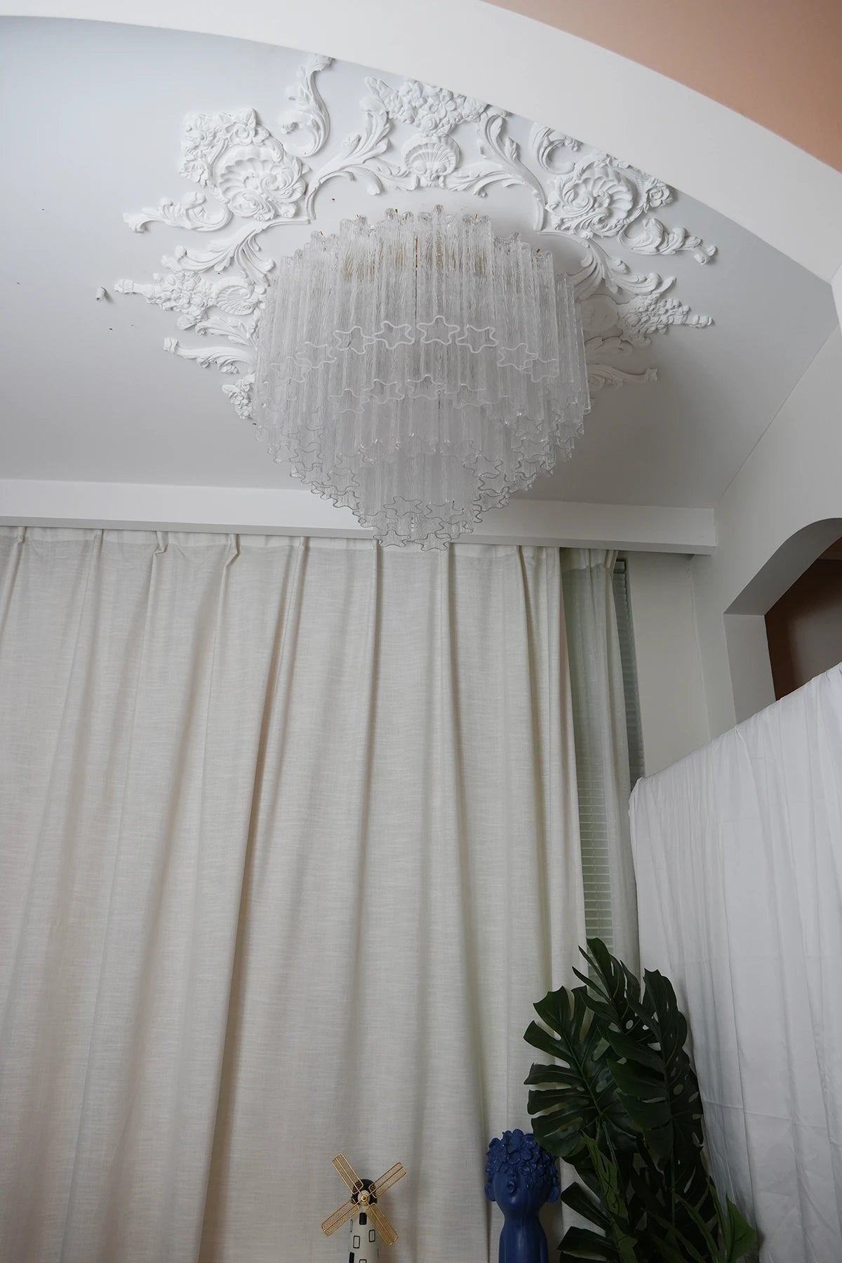 Solaine Tiered Textured Glass Flush Mount Ceiling Light