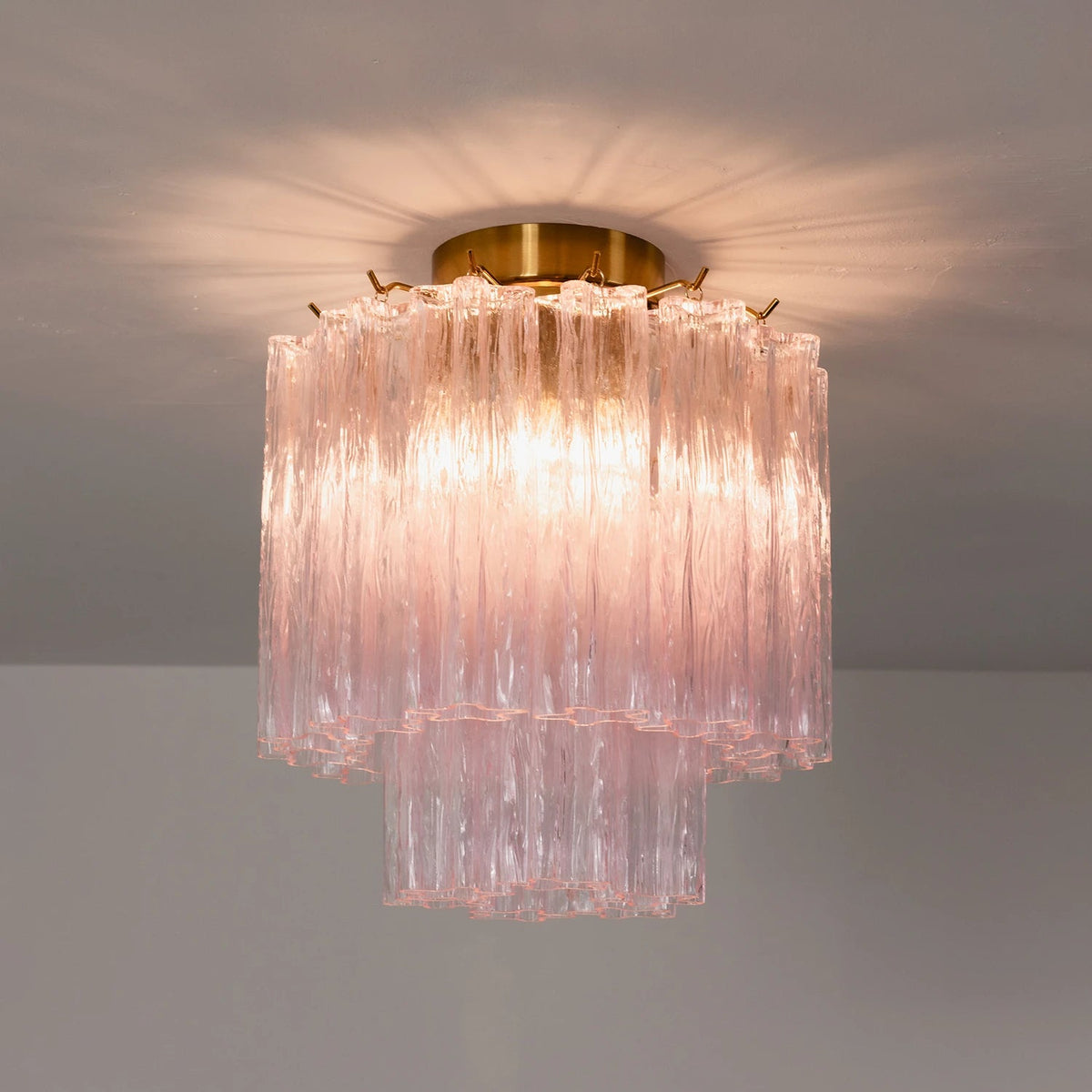 Solaine Tiered Textured Glass Flush Mount Ceiling Light