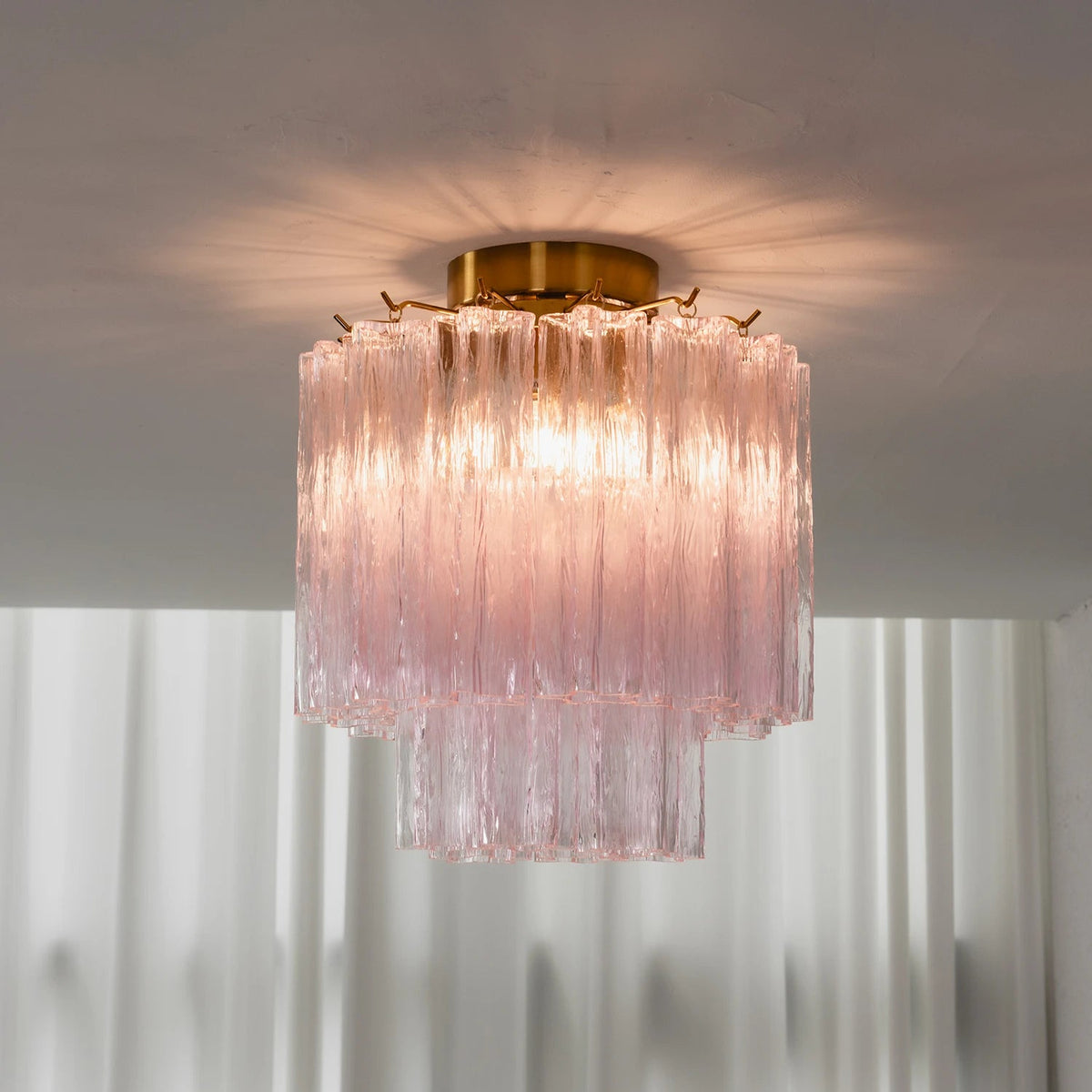 Solaine Tiered Textured Glass Flush Mount Ceiling Light
