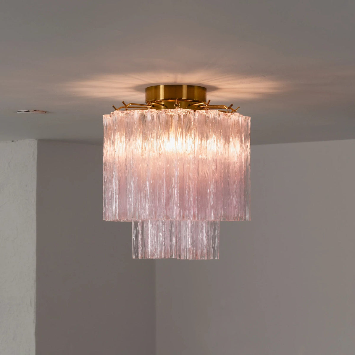 Solaine Tiered Textured Glass Flush Mount Ceiling Light