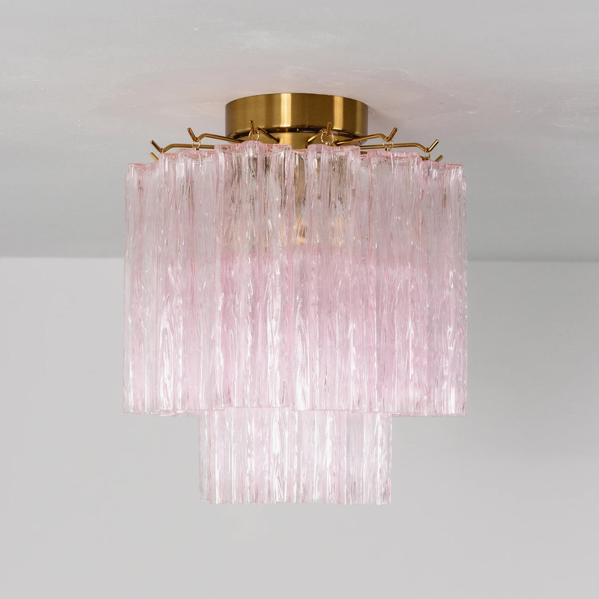 Solaine Tiered Textured Glass Flush Mount Ceiling Light