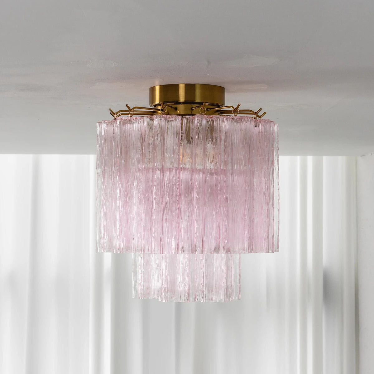 Solaine Tiered Textured Glass Flush Mount Ceiling Light
