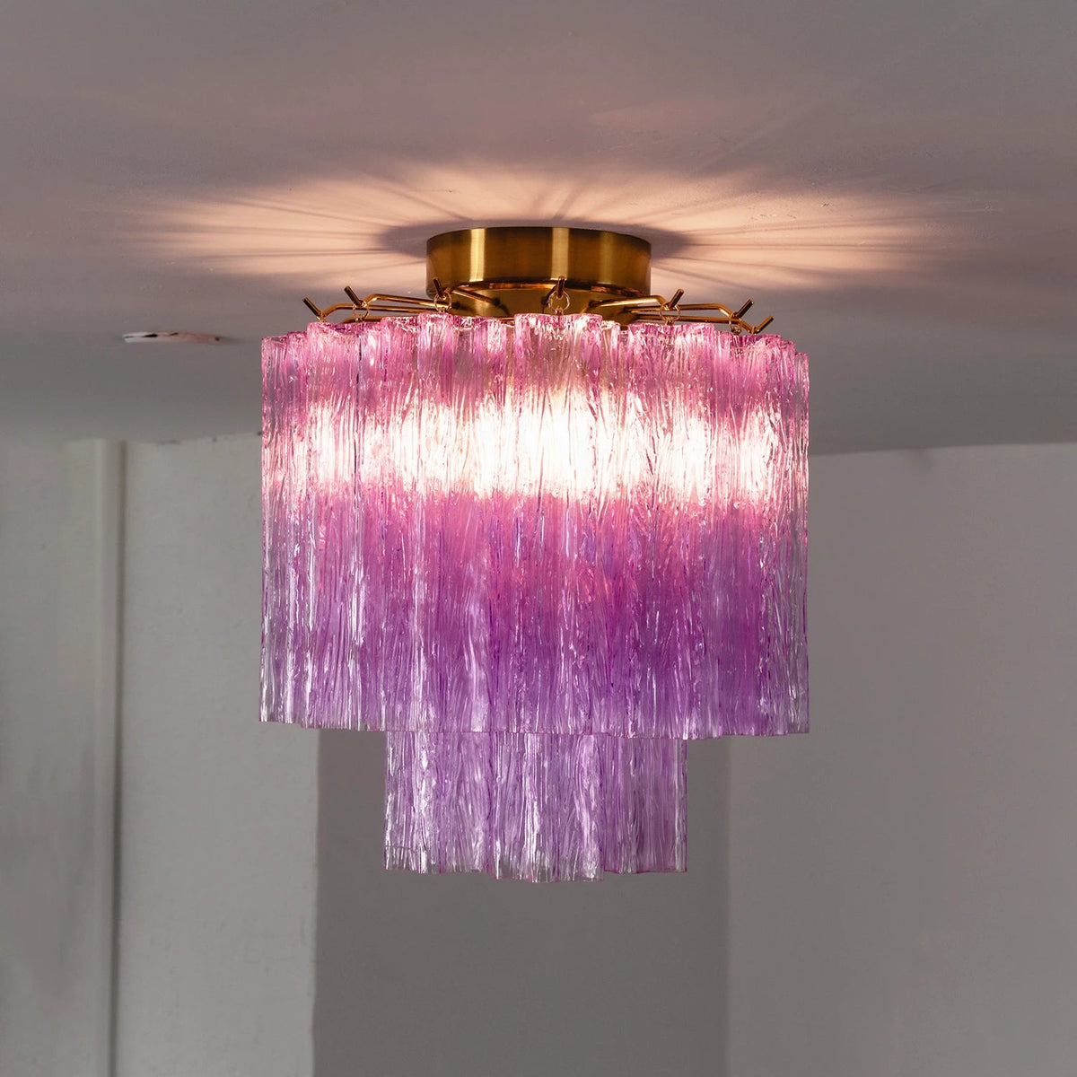 Solaine Tiered Textured Glass Flush Mount Ceiling Light