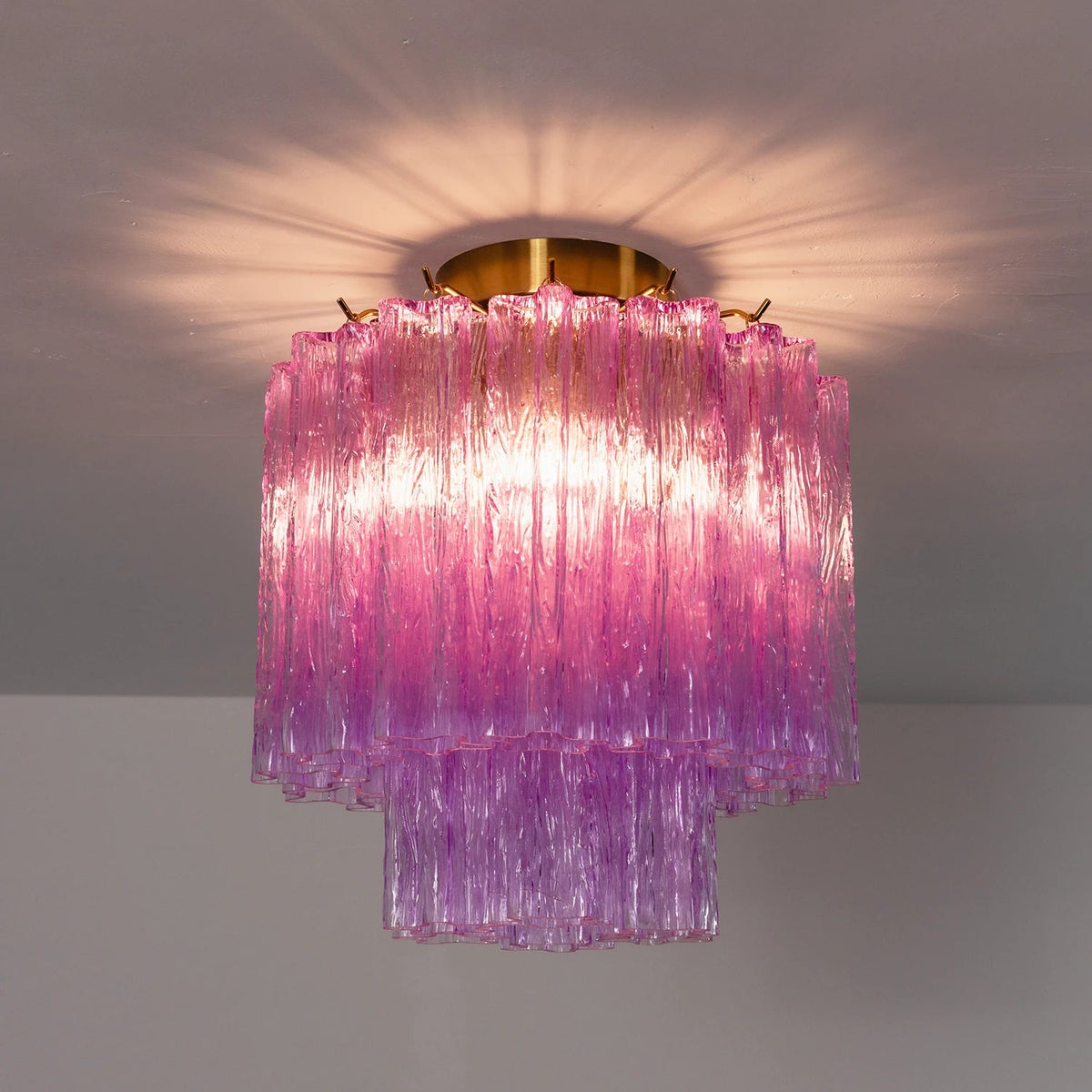 Solaine Tiered Textured Glass Flush Mount Ceiling Light