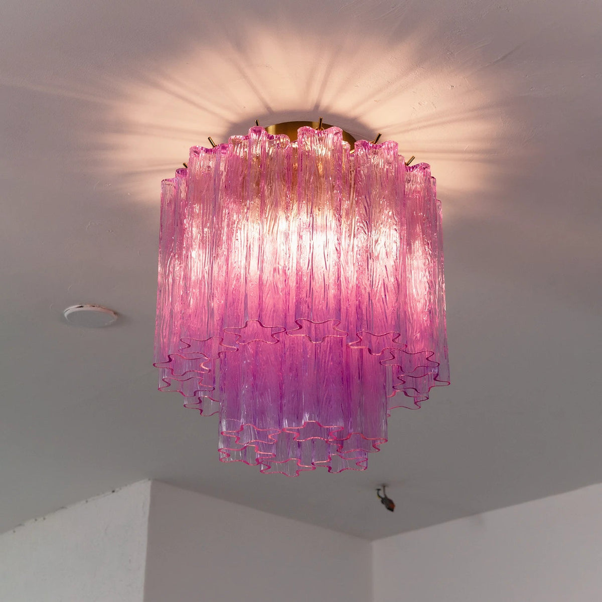 Solaine Tiered Textured Glass Flush Mount Ceiling Light