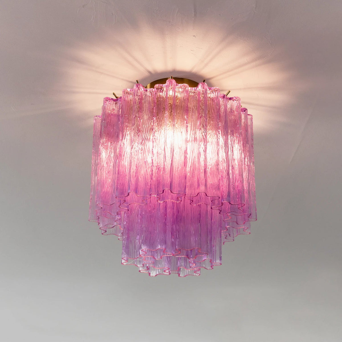 Solaine Tiered Textured Glass Flush Mount Ceiling Light