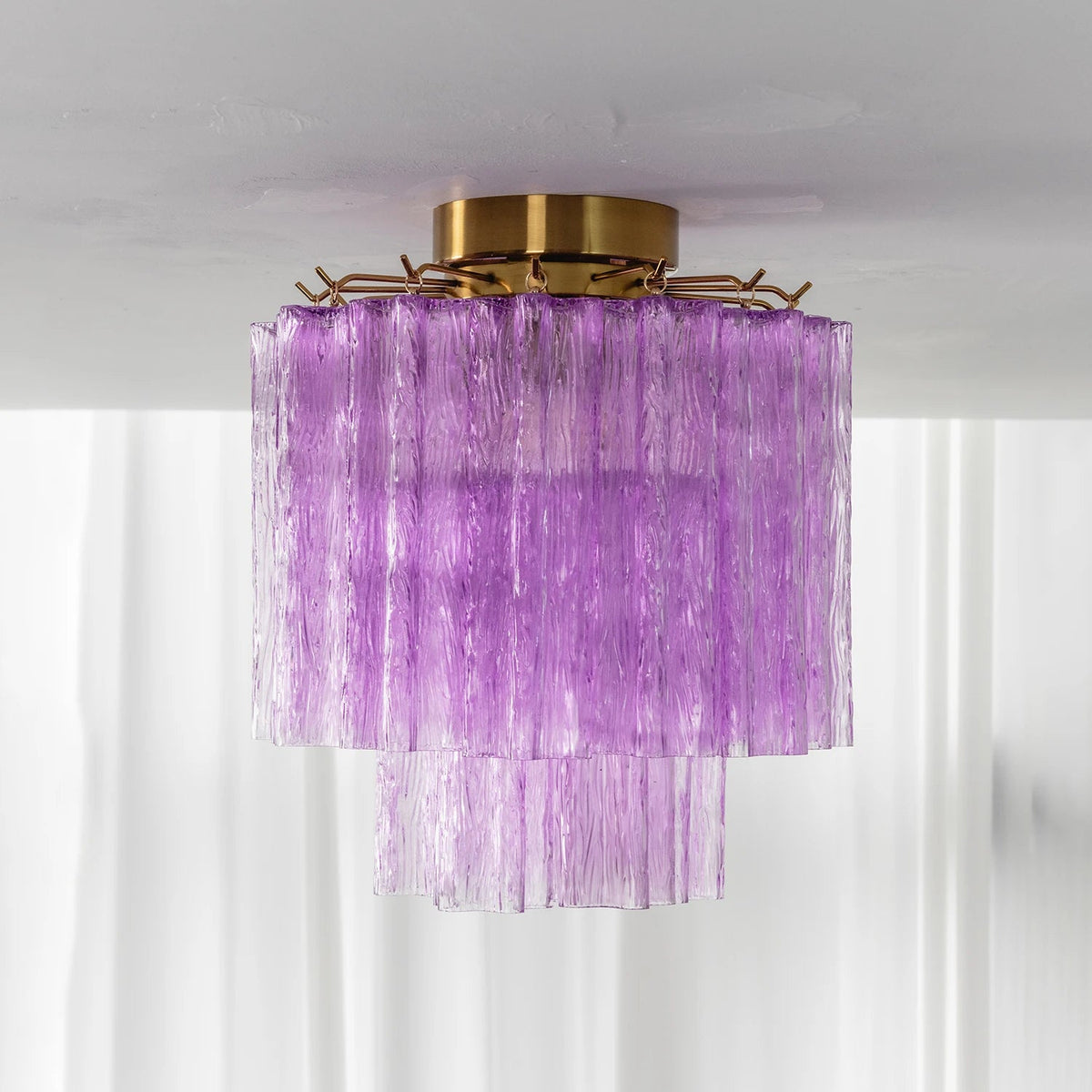 Solaine Tiered Textured Glass Flush Mount Ceiling Light
