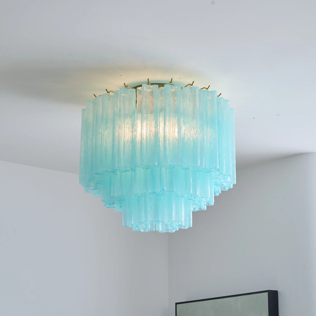 Solaine Tiered Textured Glass Flush Mount Ceiling Light