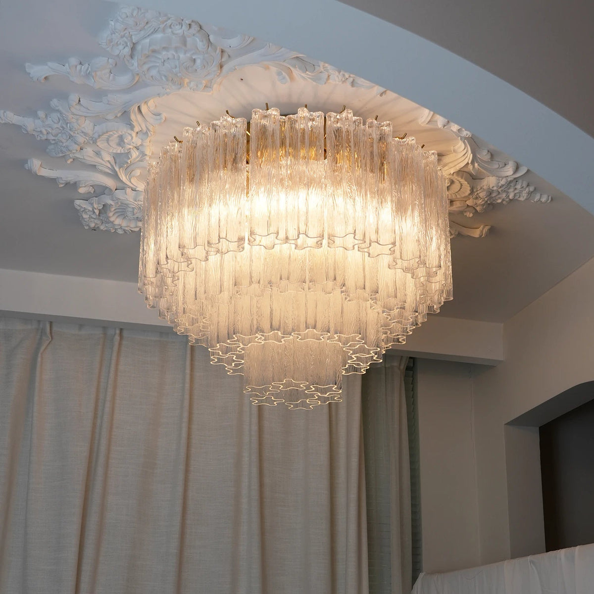 Solaine Tiered Textured Glass Flush Mount Ceiling Light