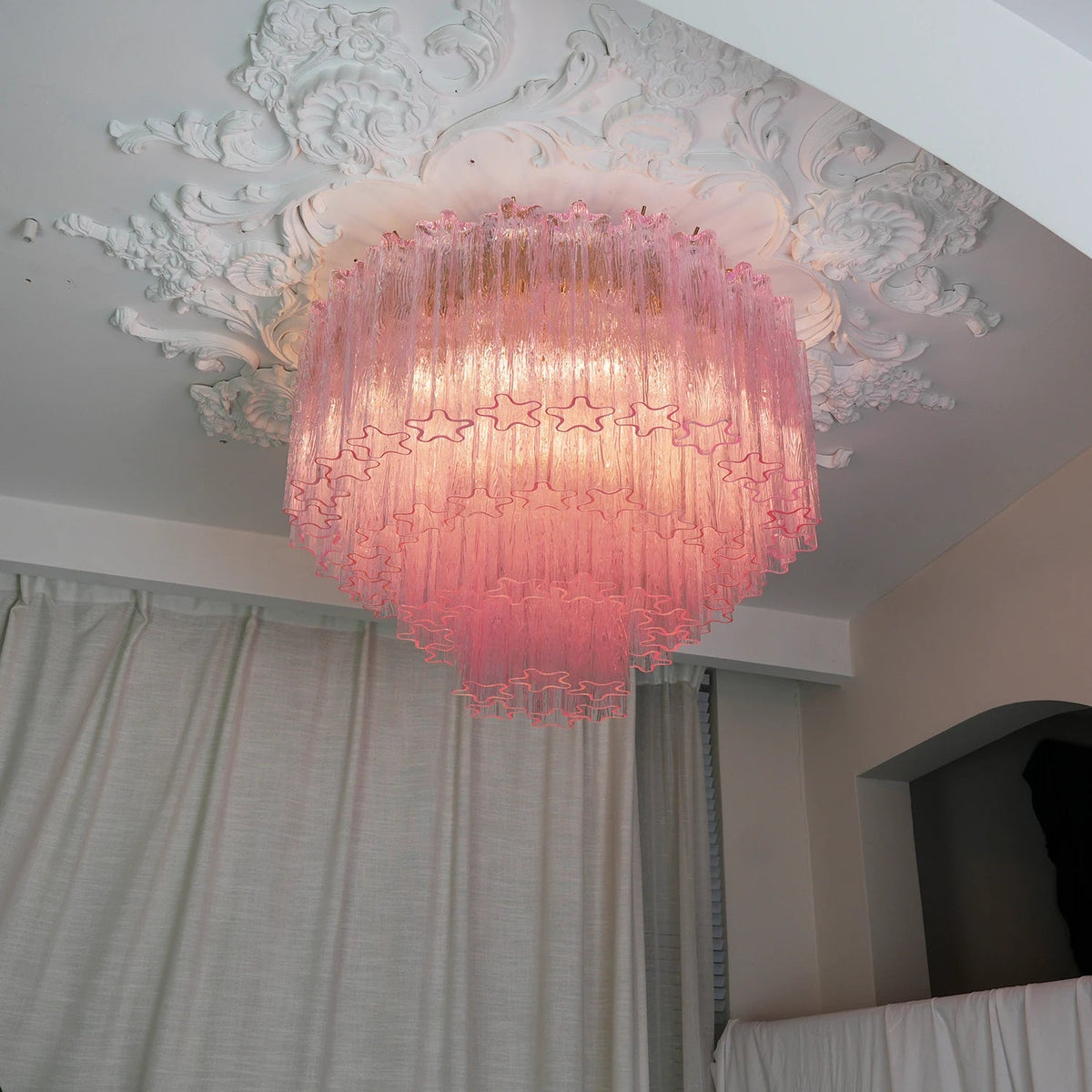 Solaine Tiered Textured Glass Flush Mount Ceiling Light