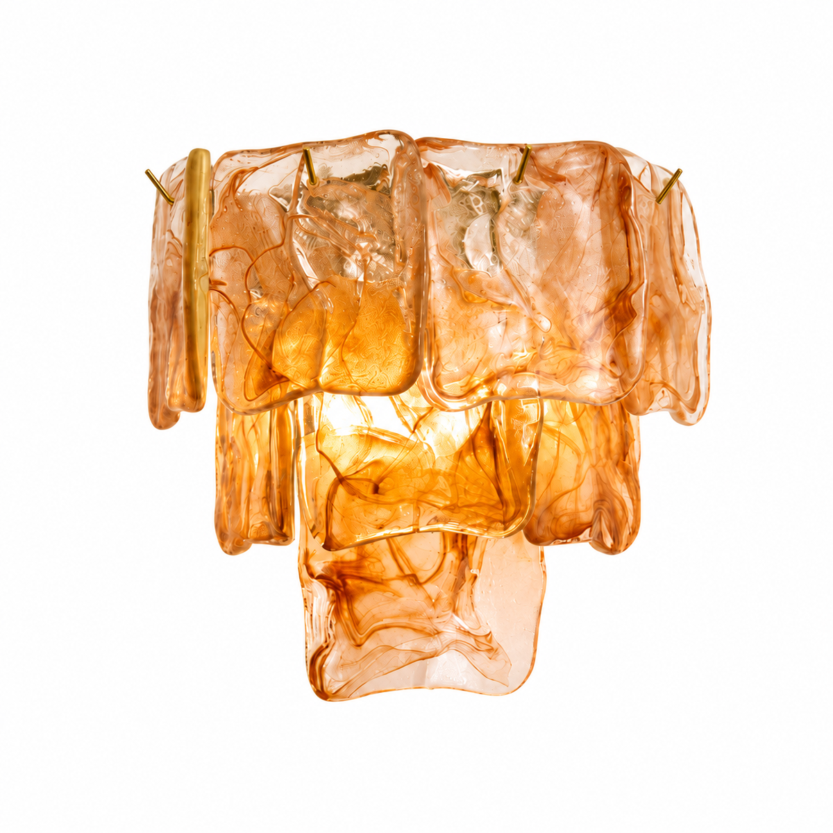 Marea Fold three-tier art glass wall sconce amber gold