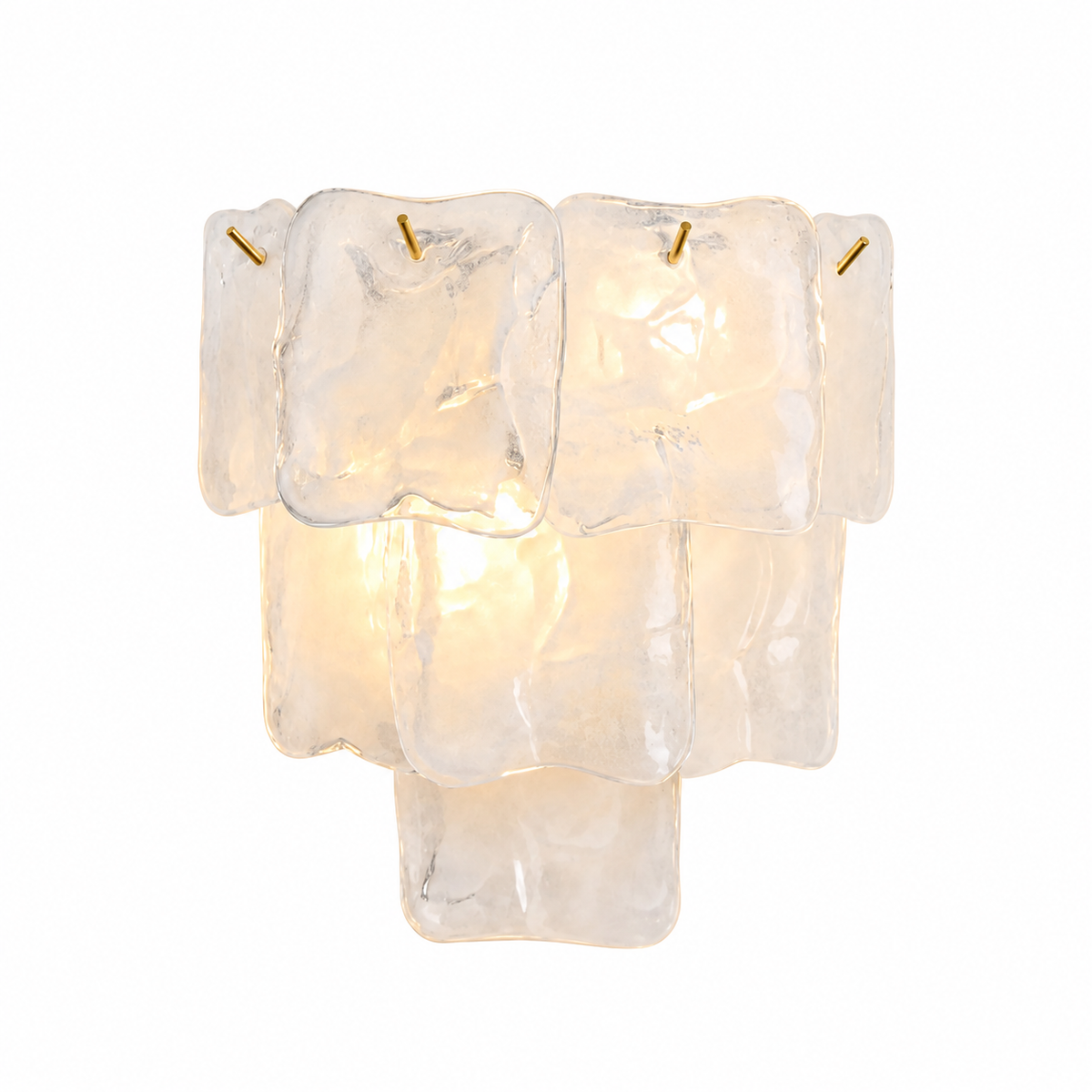 Marea Fold three-tier art glass wall sconce clear cloud gold