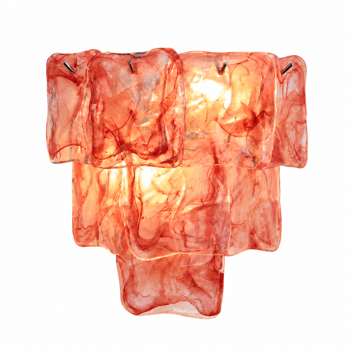 Marea Fold three-tier art glass wall sconce pink silver
