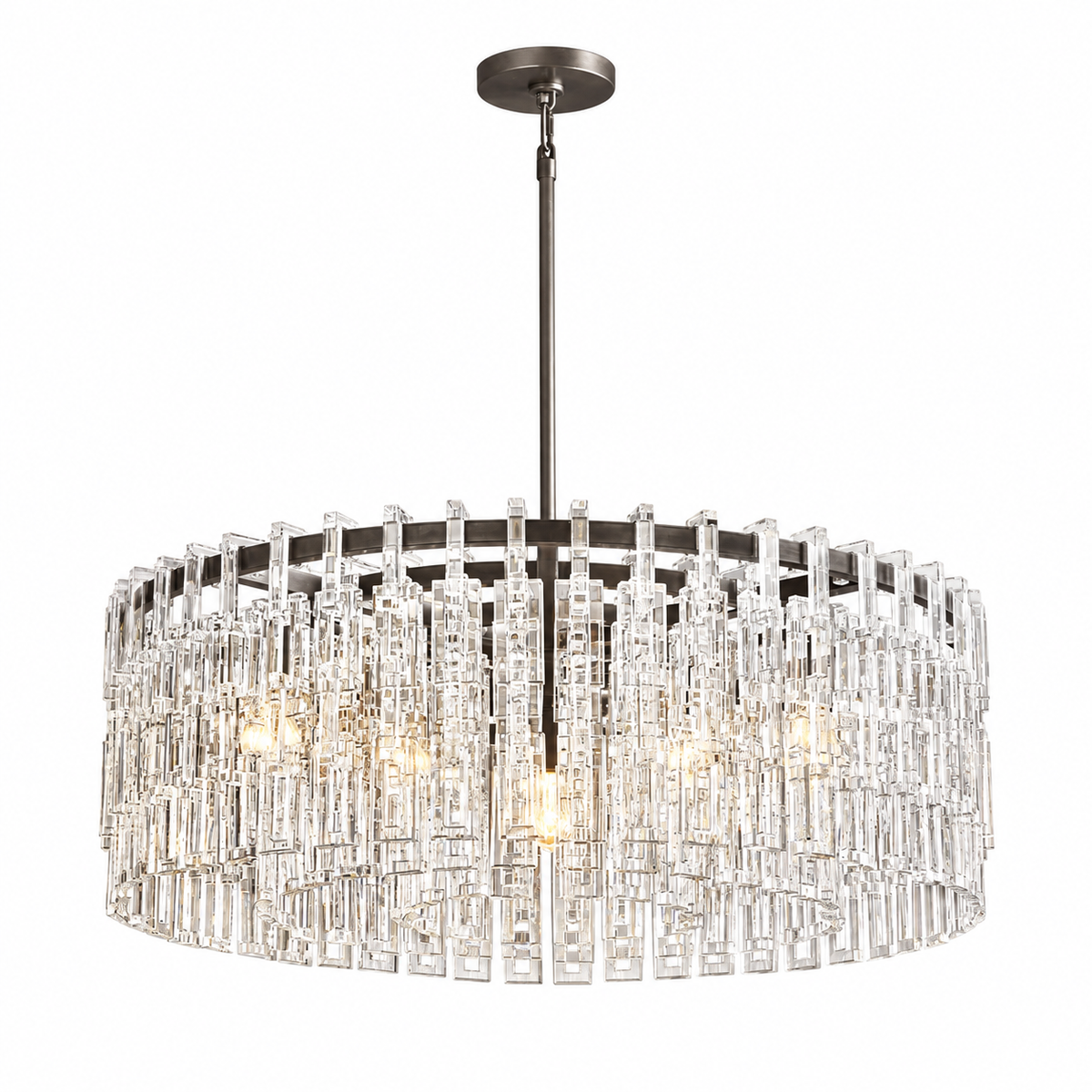 Marigana 36 inch bronze crystal chain round chandelier on white background