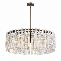 Marigana 36 inch bronze crystal chain round chandelier on white background