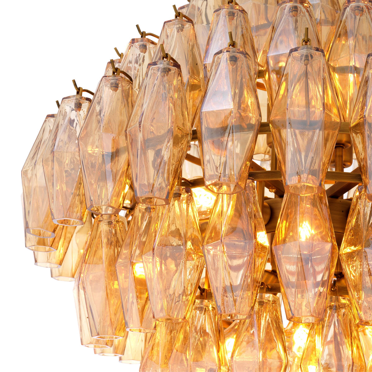 Merry faceted glass chandelier close-up detail glass-close-up