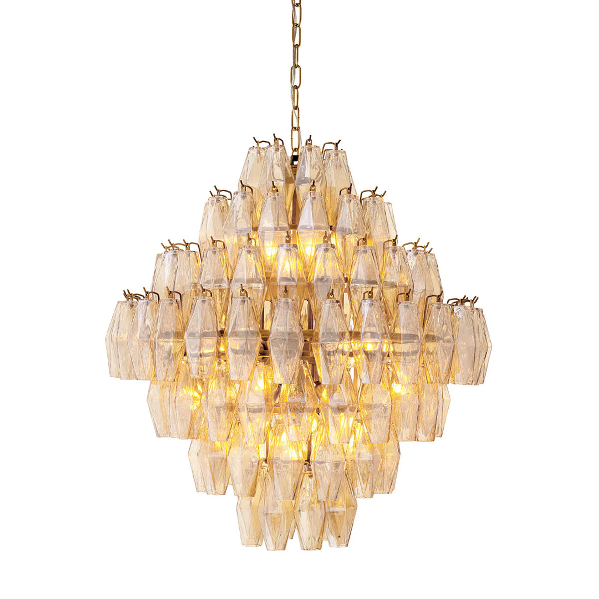 Merry large 26 inch tiered faceted glass chandelier white-background
