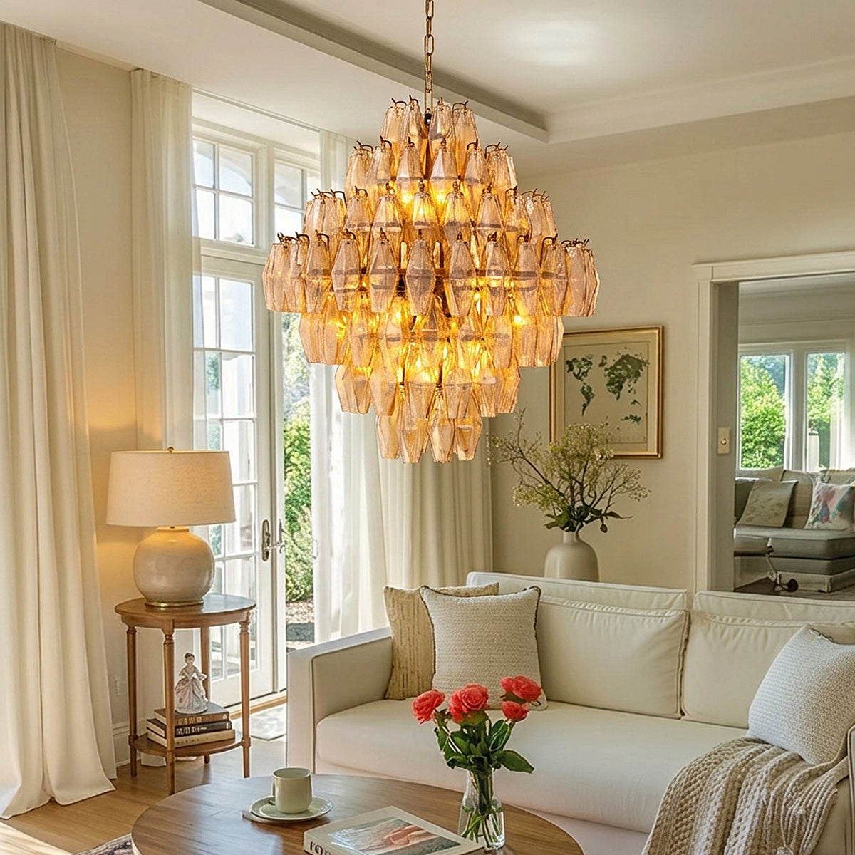 Merry tiered glass chandelier dining room lifestyle lifestyle-2