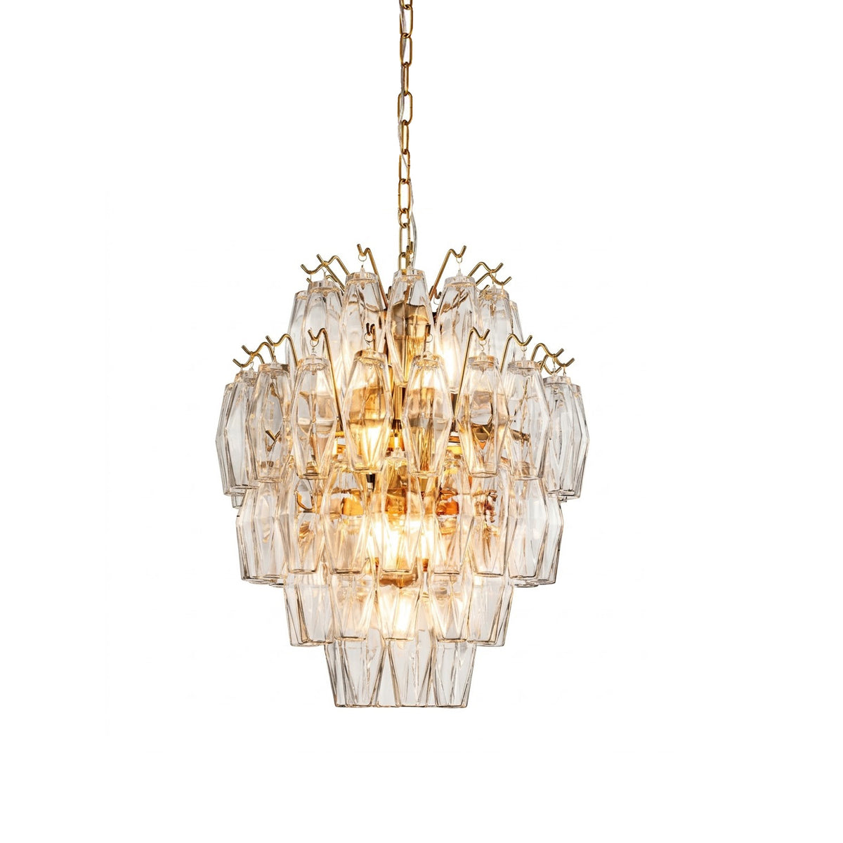 Merry small 18 inch tiered faceted glass chandelier white-background