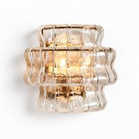 Ondelle Clear handmade glass wall sconce, white background