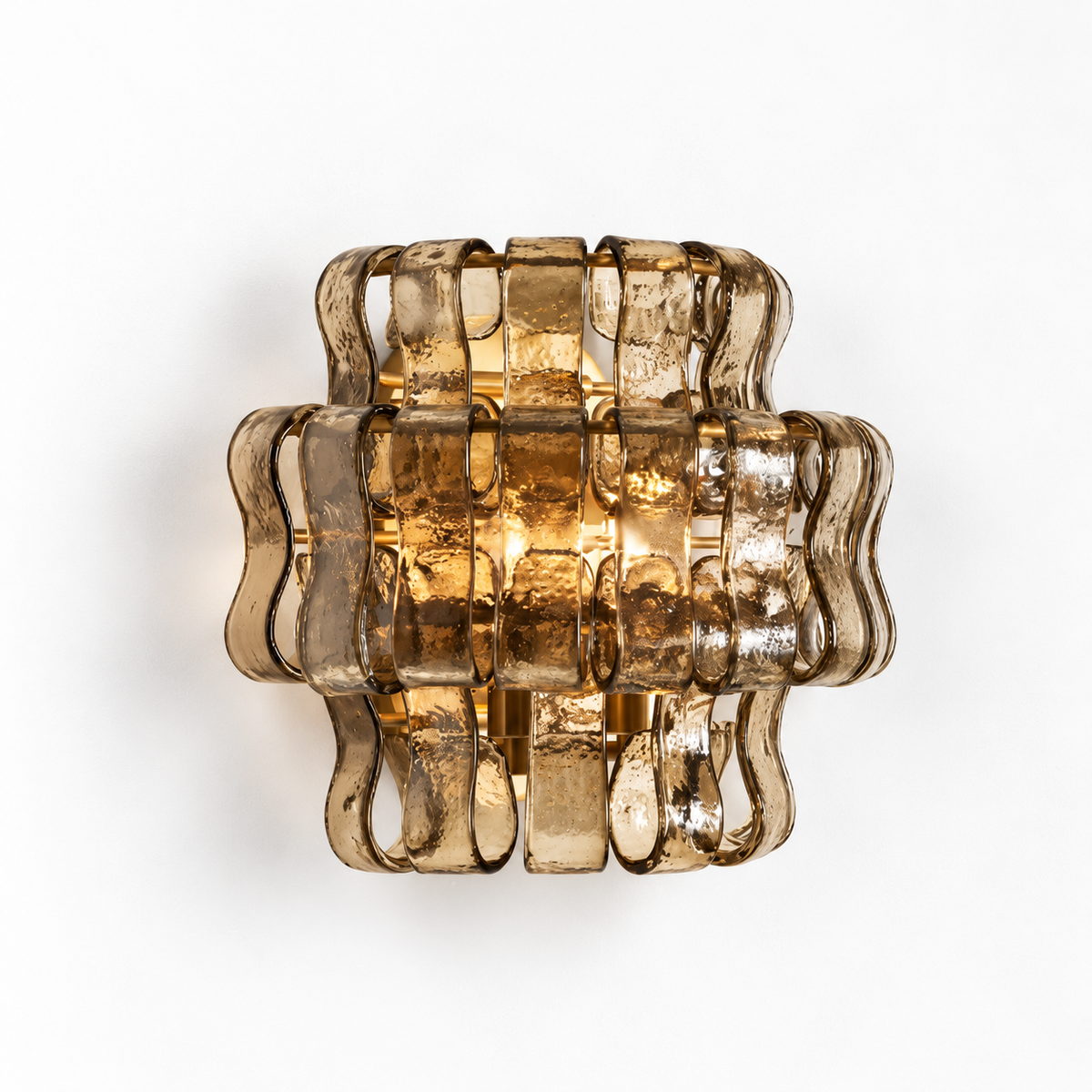 Ondelle Smoke Gray handmade glass wall sconce, white background