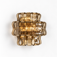 Ondelle Smoke Gray handmade glass wall sconce, white background
