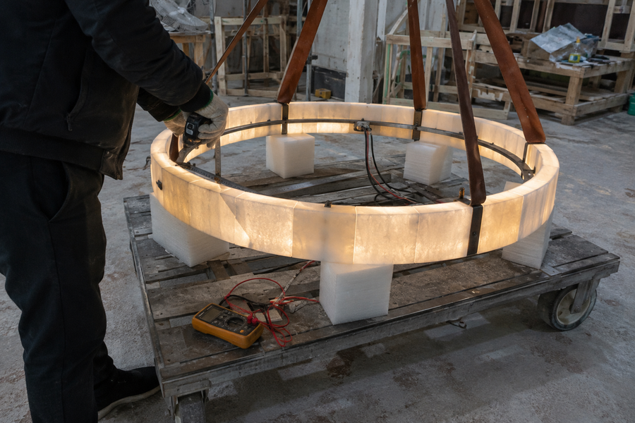 ANILLO HOME alabaster chandelier protective packaging